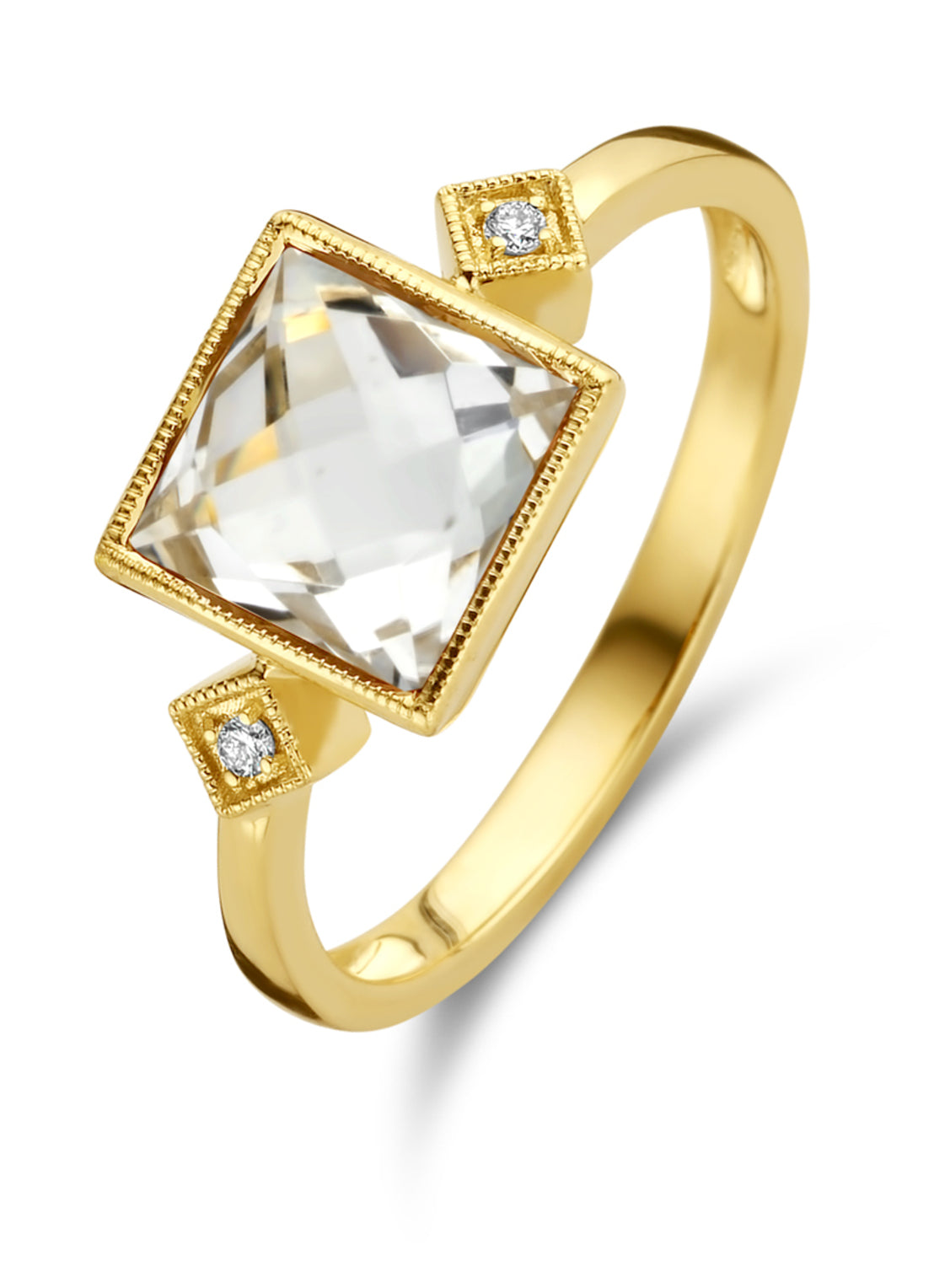 Geelgouden ring, 2.38 ct witte topaas, Philosophy