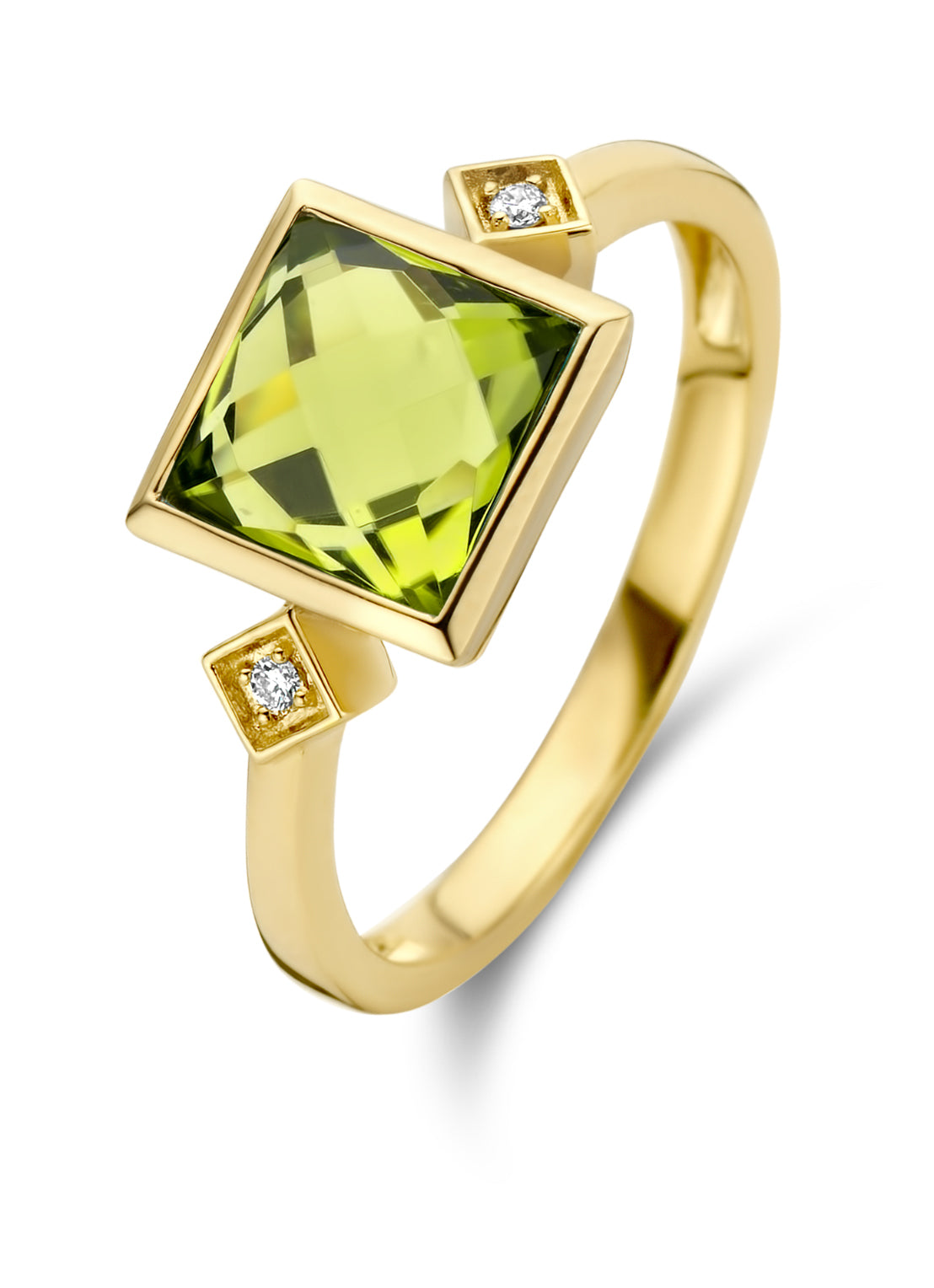 Yellow gold ring, 2.35 ct peridot, philosophy