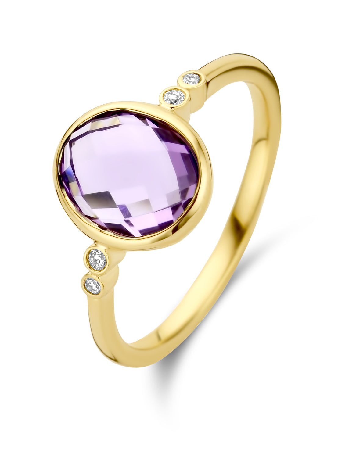 Yellow gold ring, 1.88 ct purple amethist, philosophy