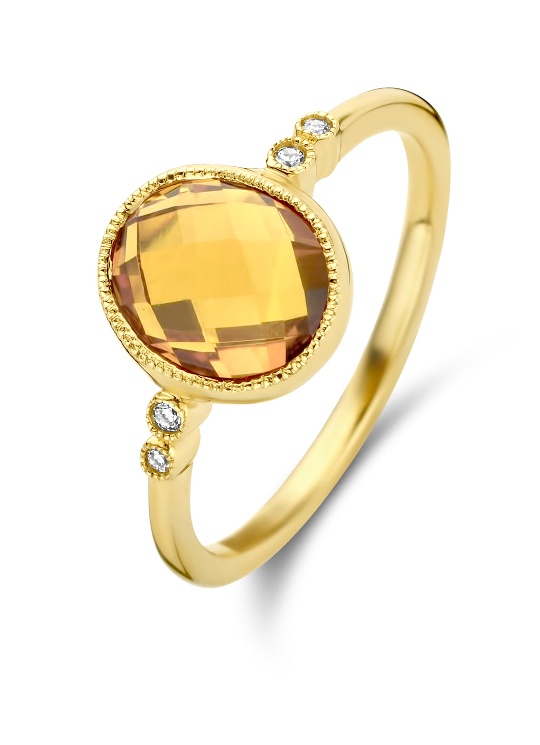 Yellow gold ring, 1.85 ct orange citrine, philosophy