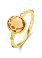 Yellow gold ring, 1.85 ct orange citrine, philosophy