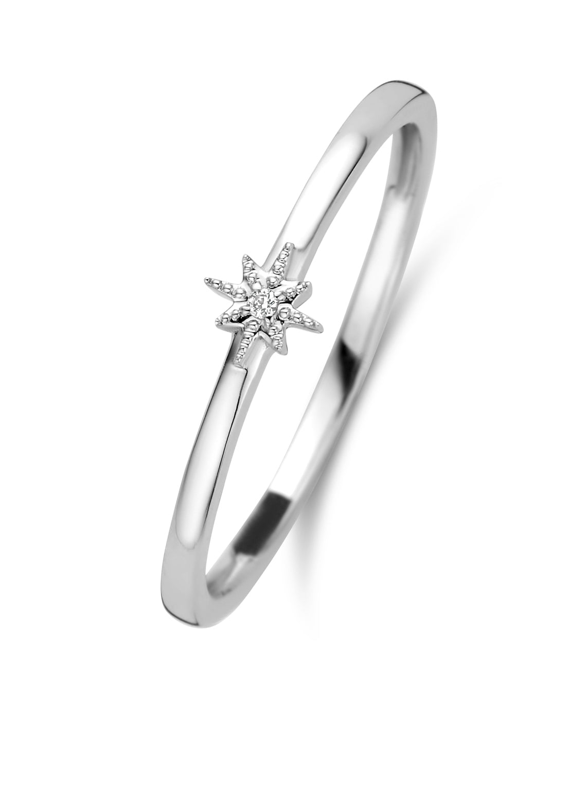 Witgouden ring, 0.01 ct diamant, Cosmic