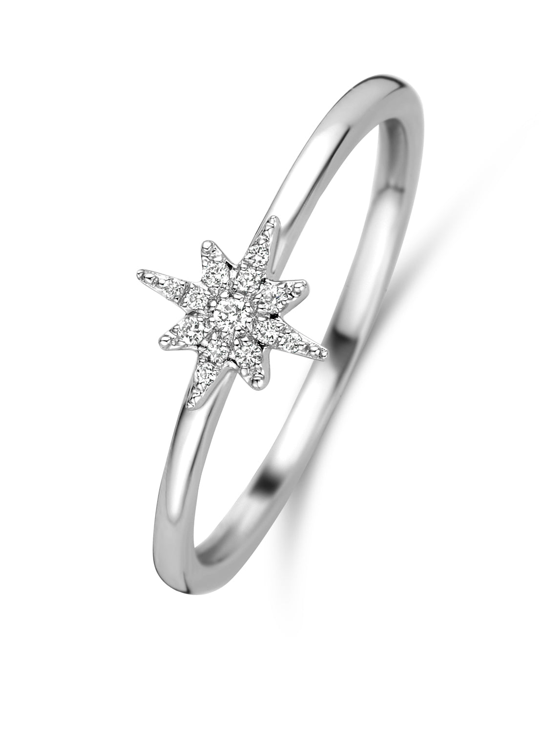 Witgouden ring, 0.05 ct diamant, Cosmic
