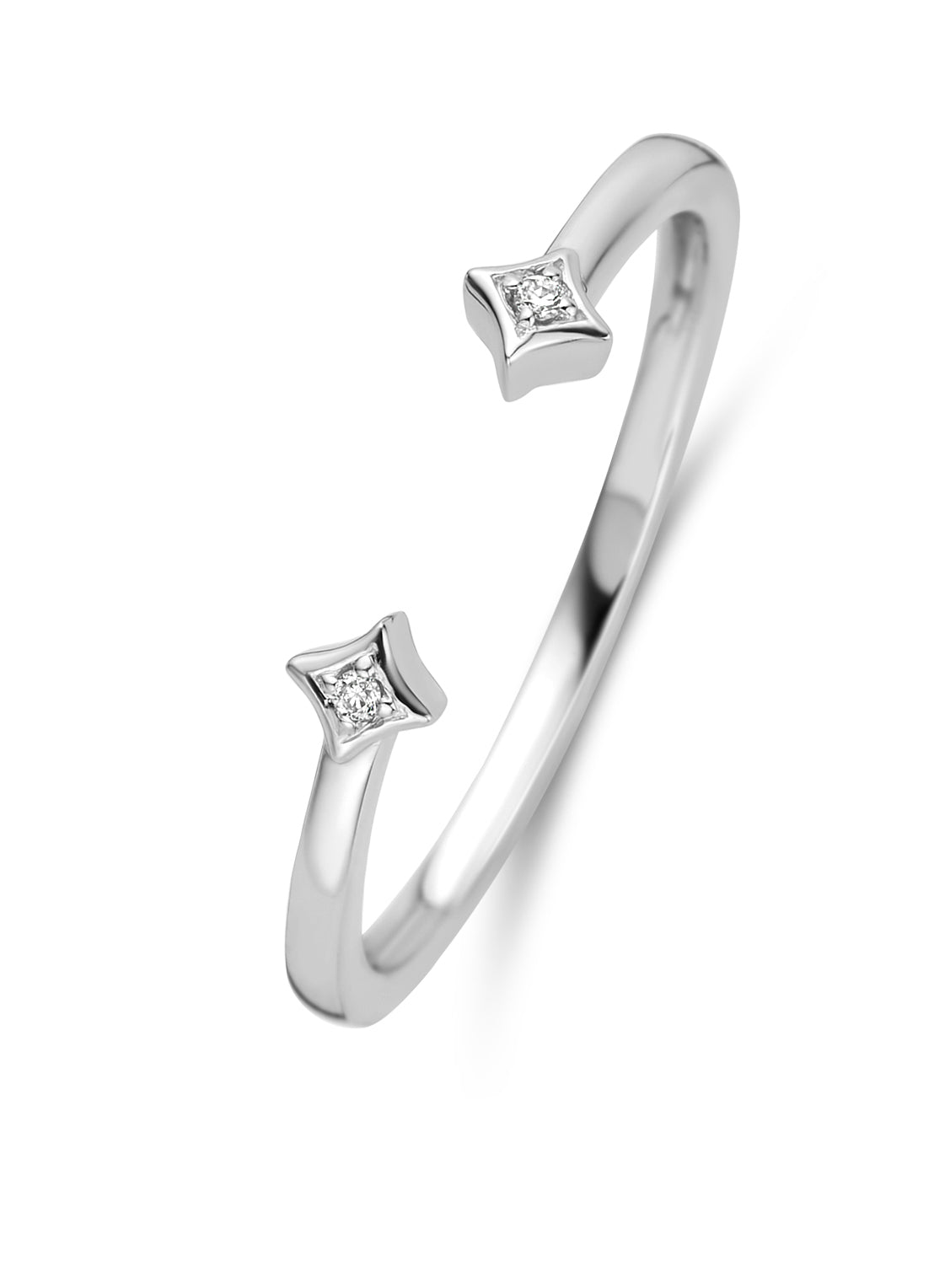 Witgouden ring, 0.01 ct diamant, Cosmic