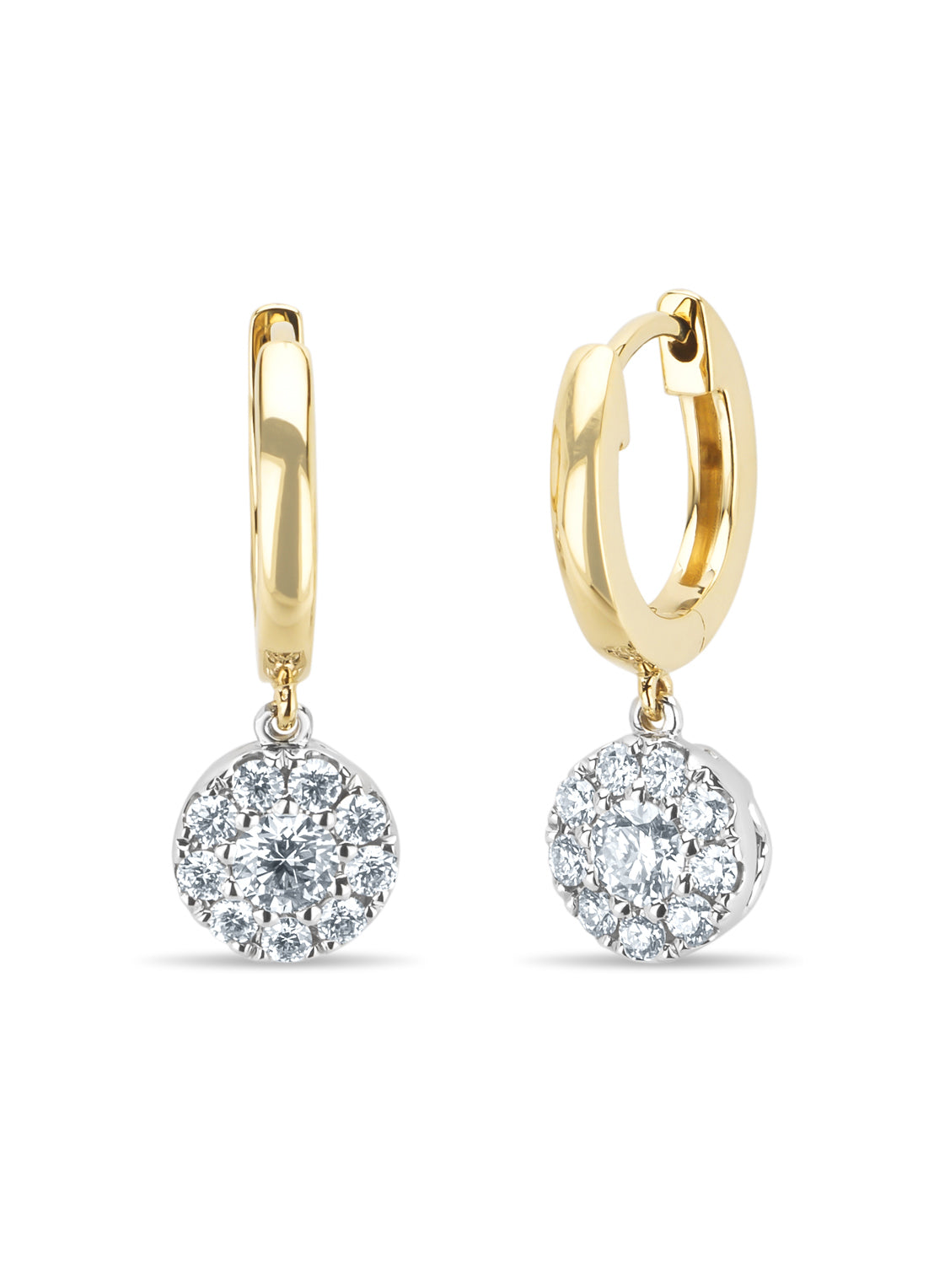 Gold ear jewelry, 0.65 CT Diamant, Hearts & Arrows