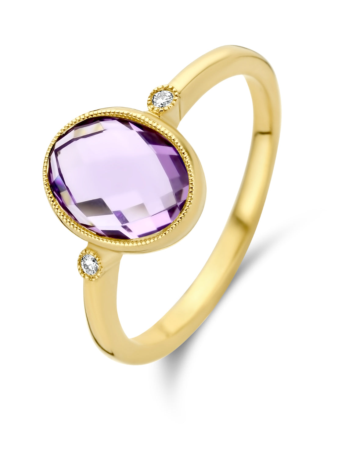 Yellow gold ring, 2.15 ct purple amethyst, philosophy