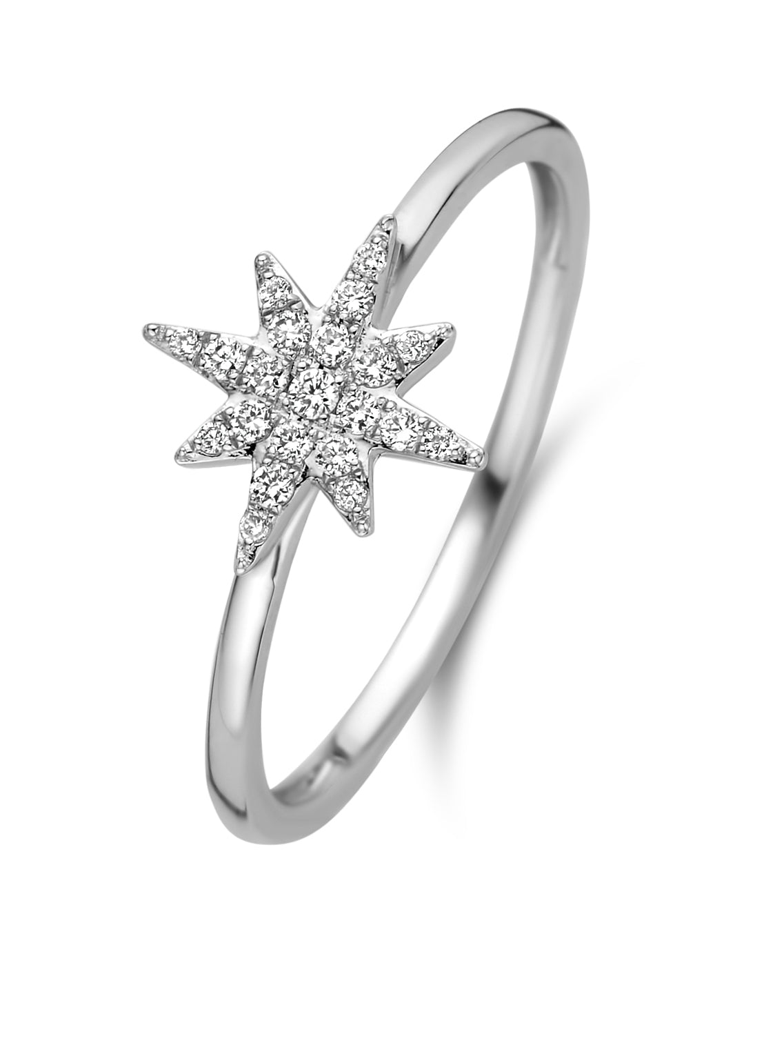 White gold ring, 0.10 ct diamond, Cosmic
