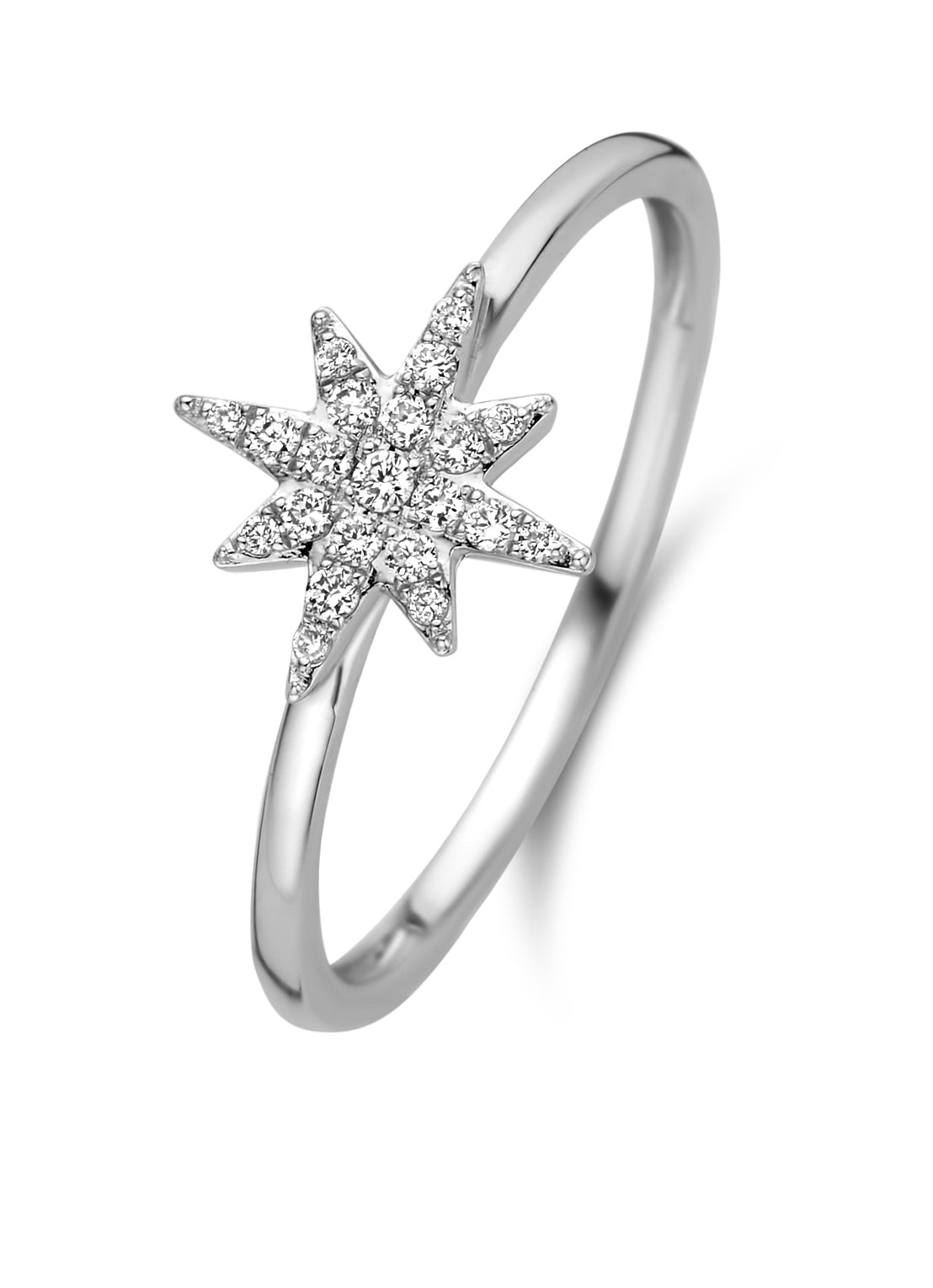 Witgouden ring, 0.10 ct diamant, Cosmic