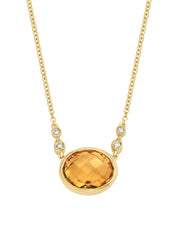 Yellow gold necklace, 1.85 ct orange citrine, philosophy