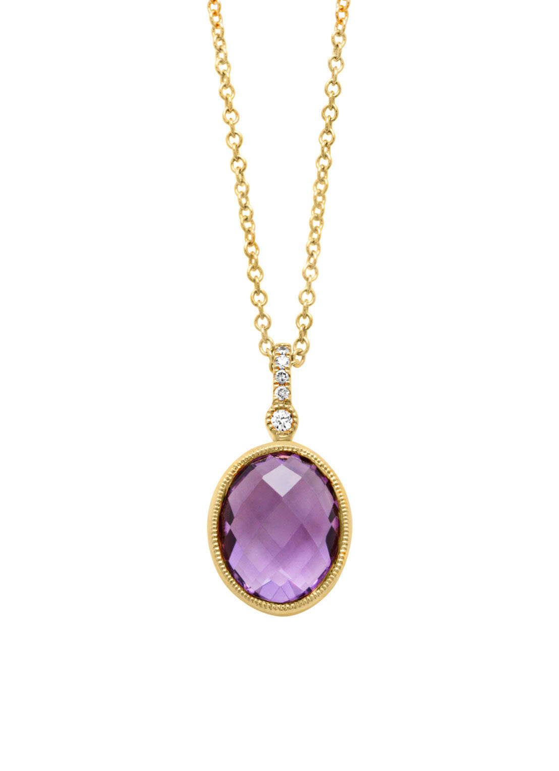 Geelgouden collier, 1.88 ct paarse amethist, Philosophy