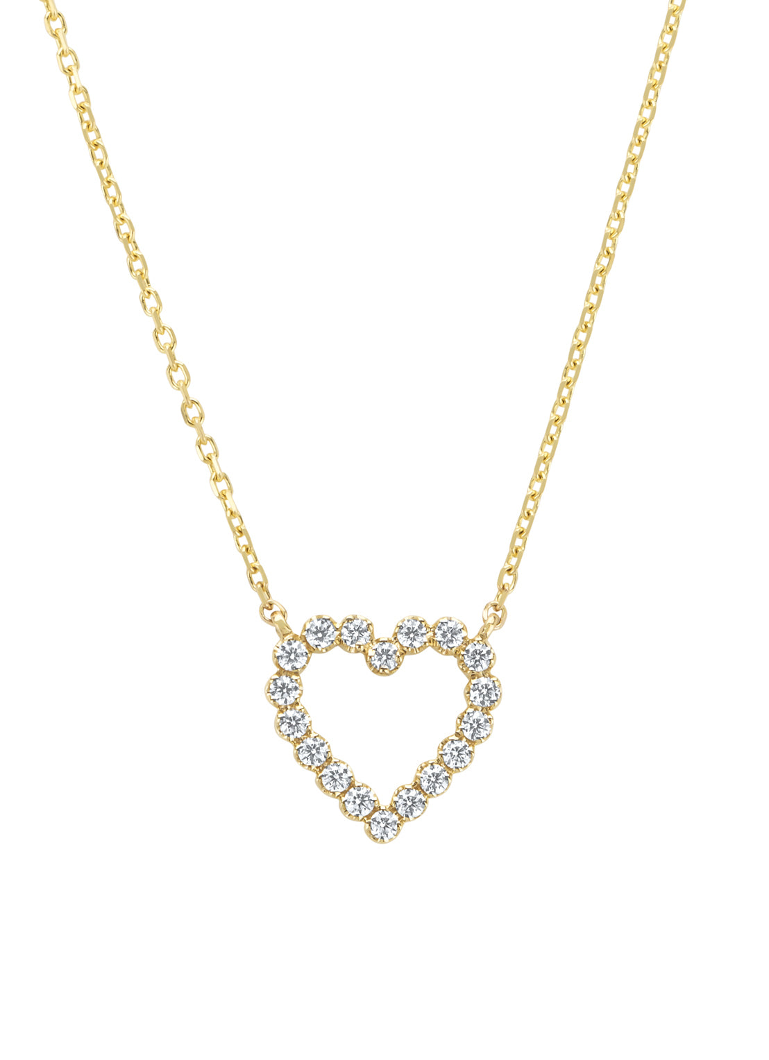 Geelgouden collier, 0.25 ct diamant, Hearts & Arrows