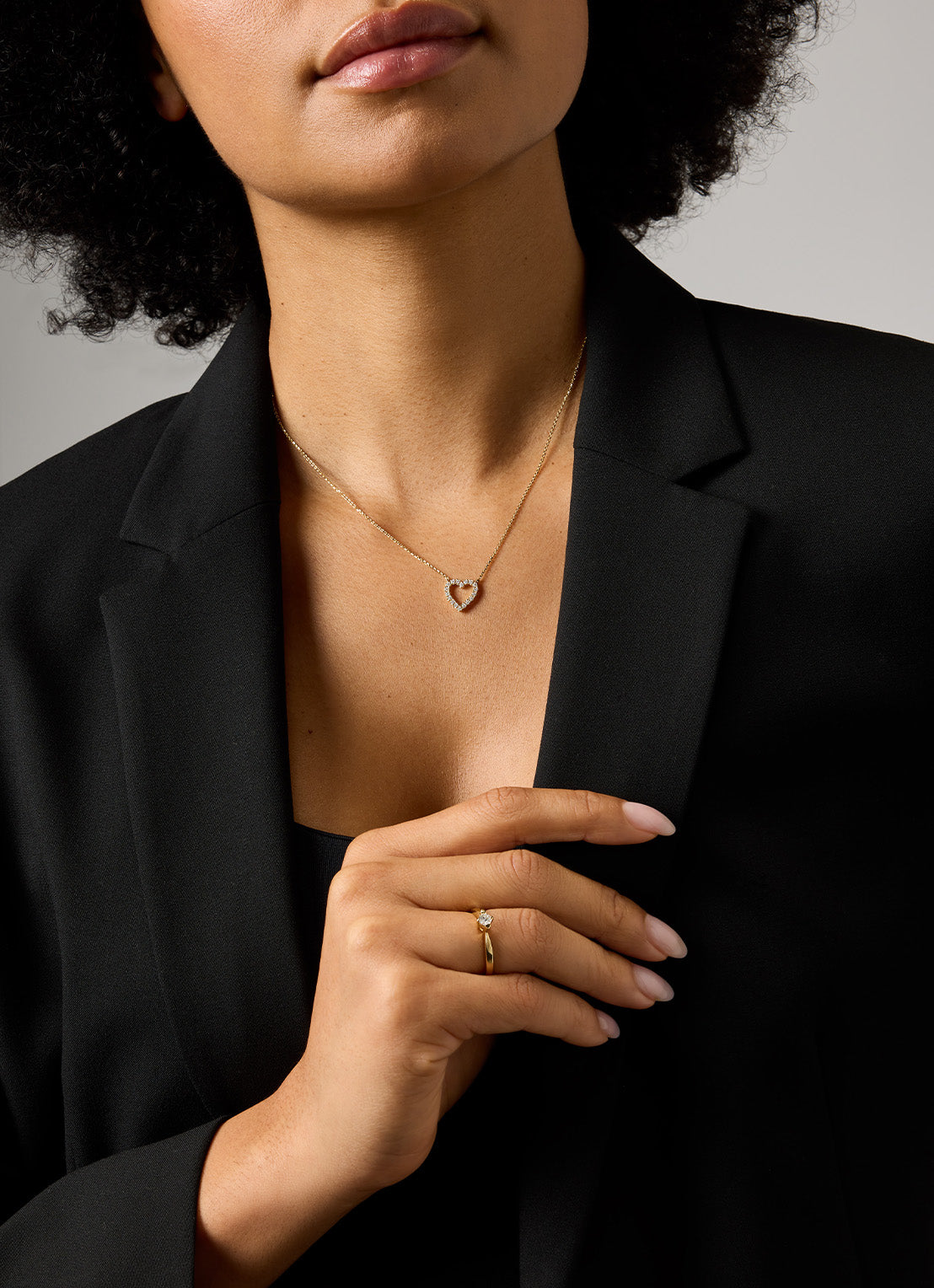 Yellow gold Collier, 0.25 CT Diamant, Hearts & Arrows