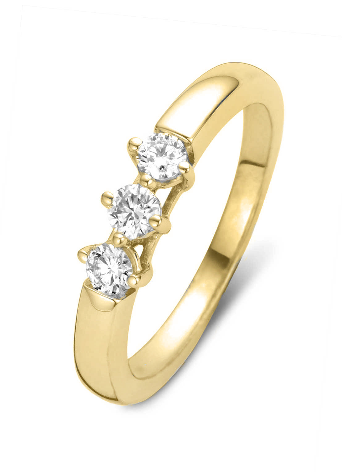 Geelgouden ring, 0.30 ct diamant, Hearts & Arrows
