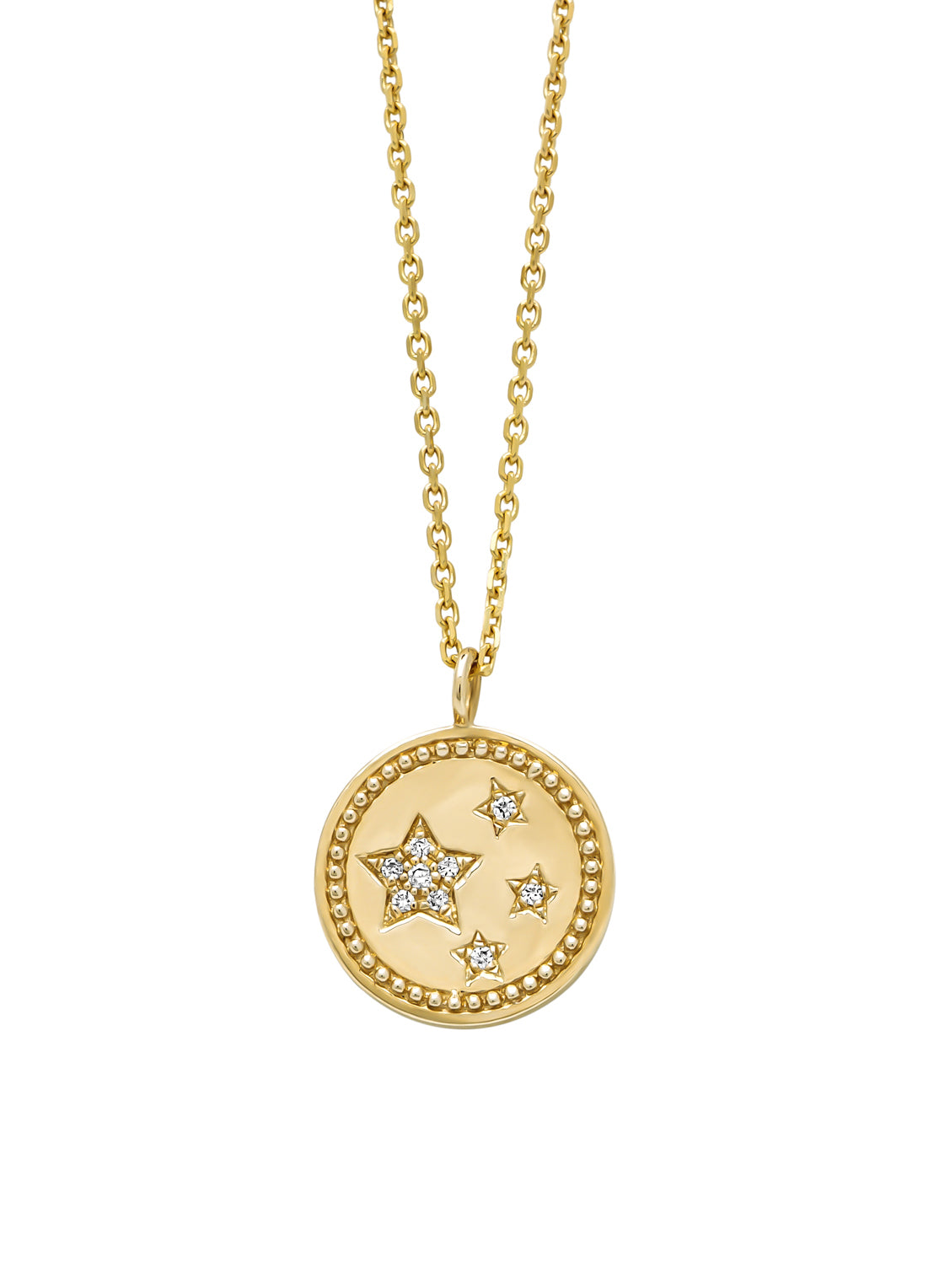 Yellow gold necklace, zodiac-stars