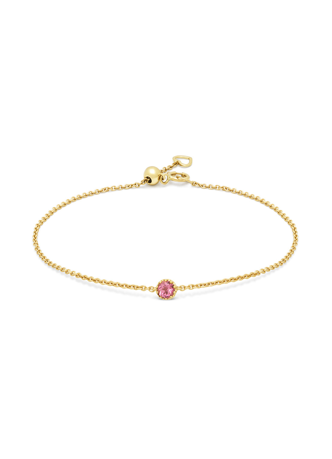 Yellow gold bracelet, 0.12 ct pink tourmaline, joy