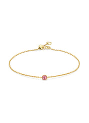 Yellow gold bracelet, 0.12 ct pink tourmaline, joy