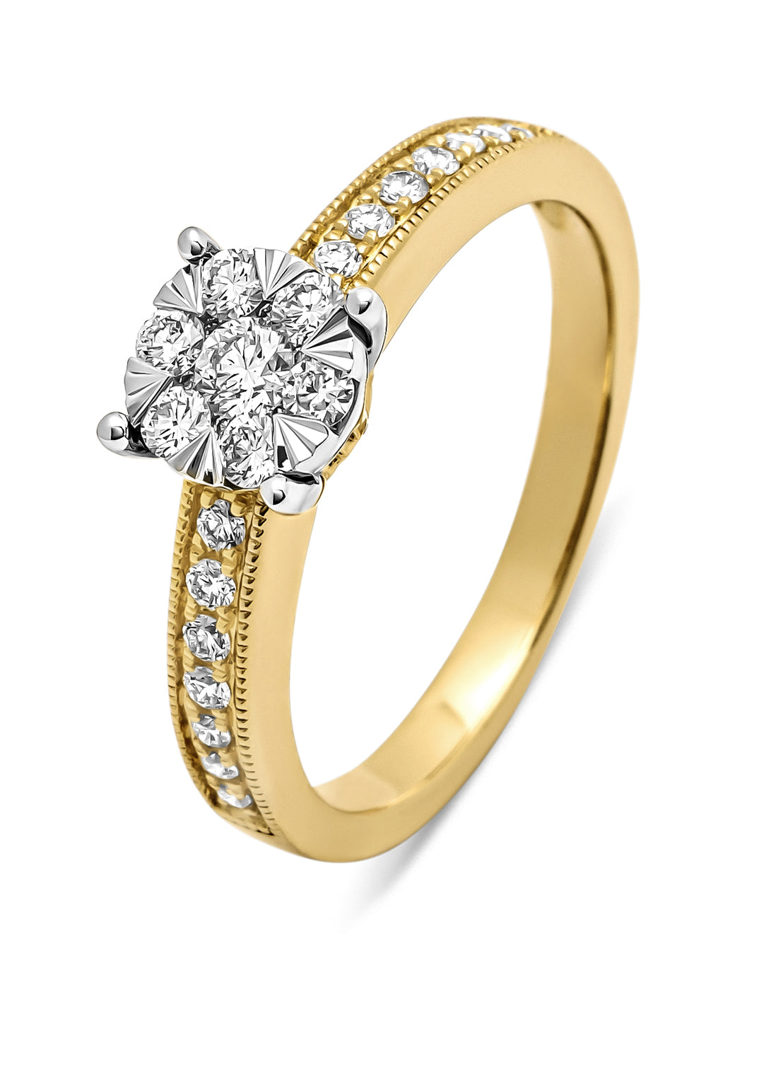 Golden ring 14 carat, 0.40 ct diamond, Enchanted