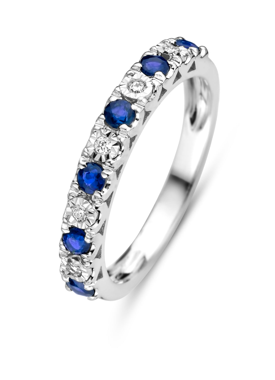 Witgouden ring, 0.50 ct blauwe saffier, Ensemble