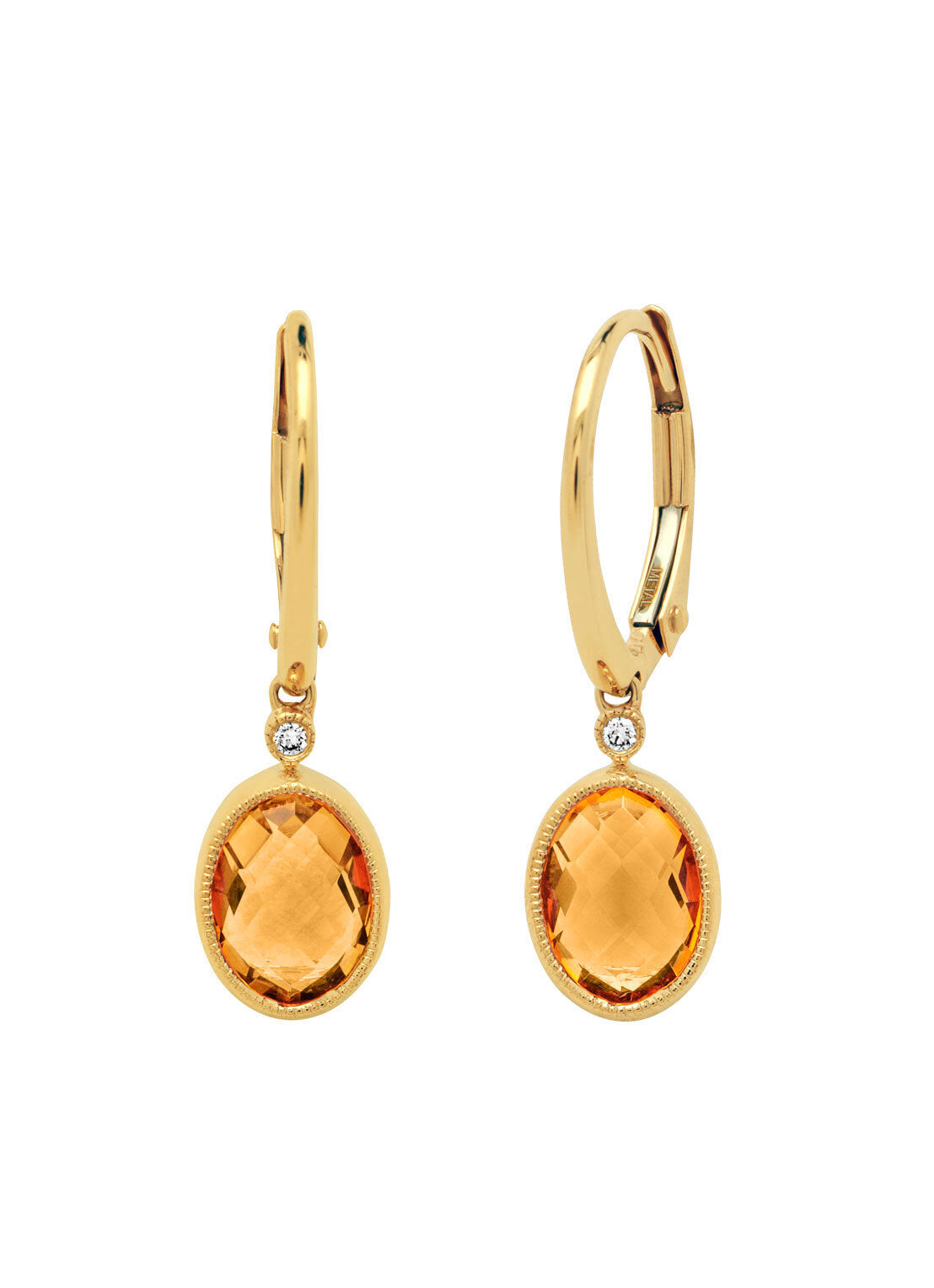 Yellow gold ear jewelry, 2.35 ct orange citrine, philosophy