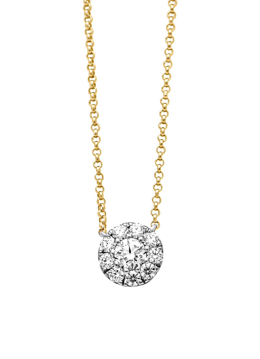 Gouden collier, 0.43 ct diamant, Hearts & Arrows