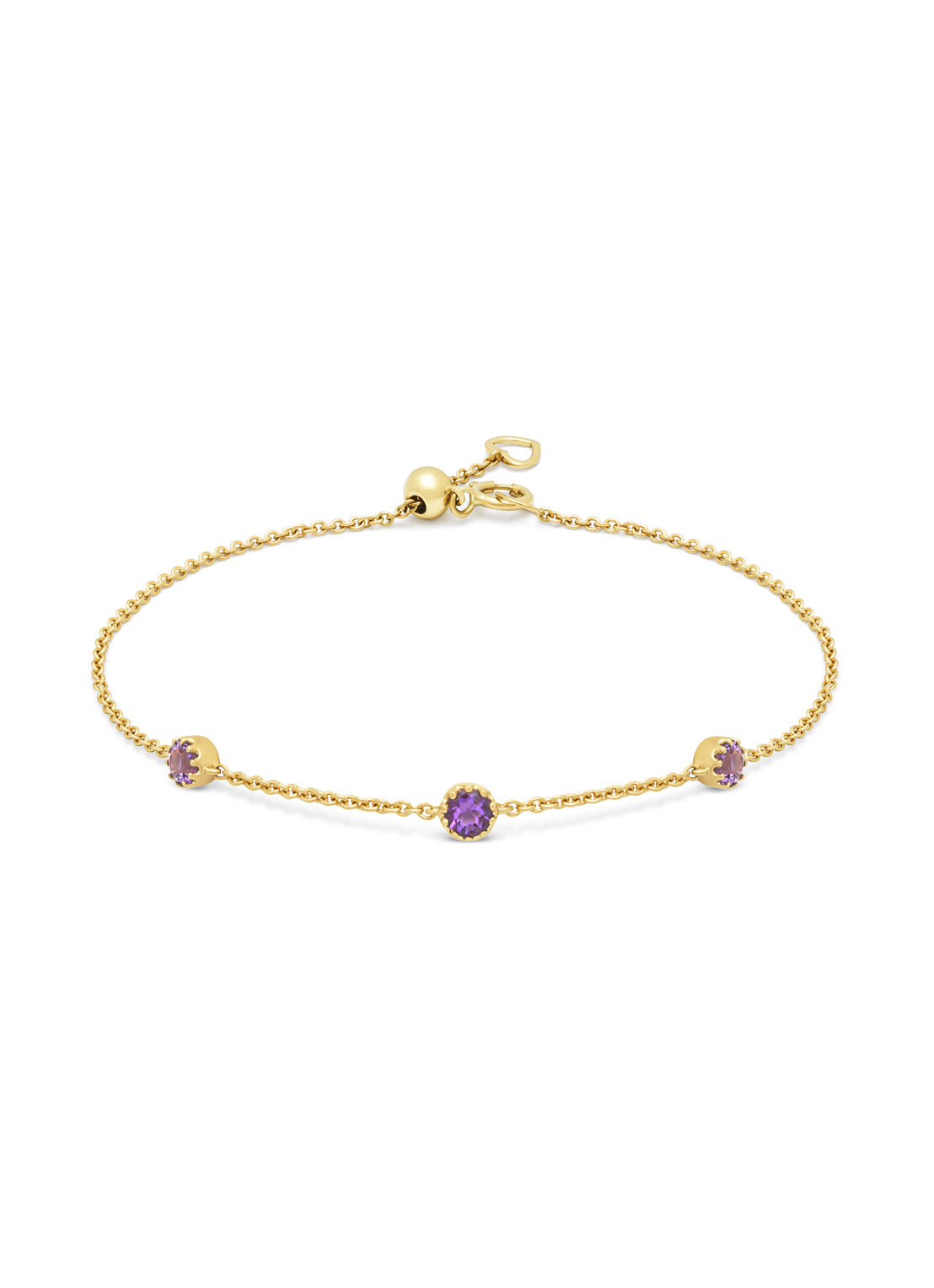 Yellow gold bracelet, 0.32 ct purple amethist, Joy