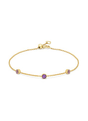 Yellow gold bracelet, 0.32 ct purple amethist, Joy