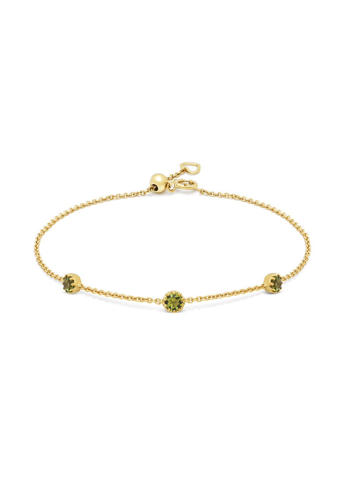 Yellow gold bracelet, 0.32 ct green tourmaline, Joy