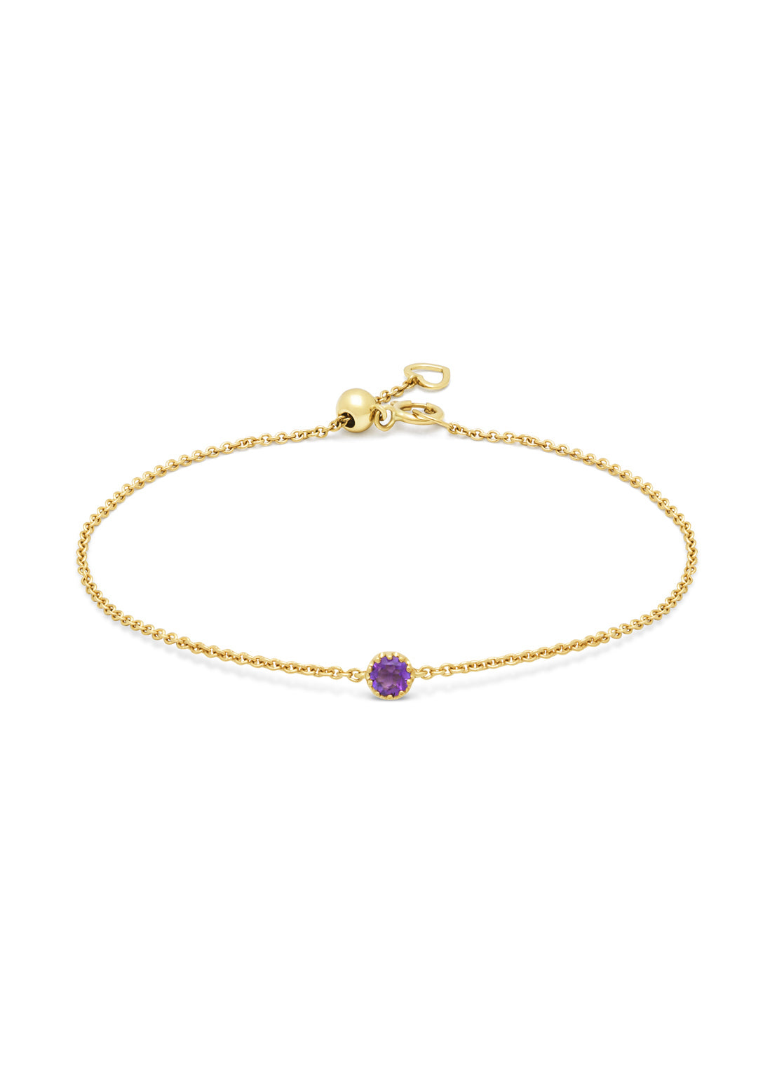 Yellow gold bracelet, 0.11 ct purple amethist, Joy