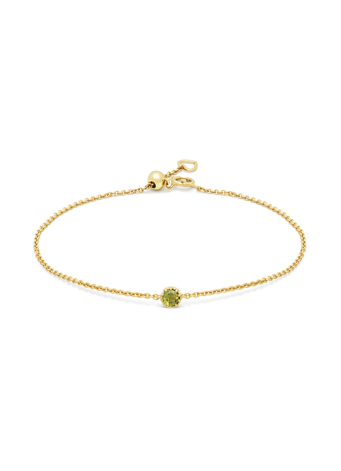 Yellow gold bracelet, 0.12 ct green Tourmalijn, Joy