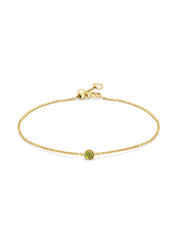 Yellow gold bracelet, 0.12 ct green Tourmalijn, Joy