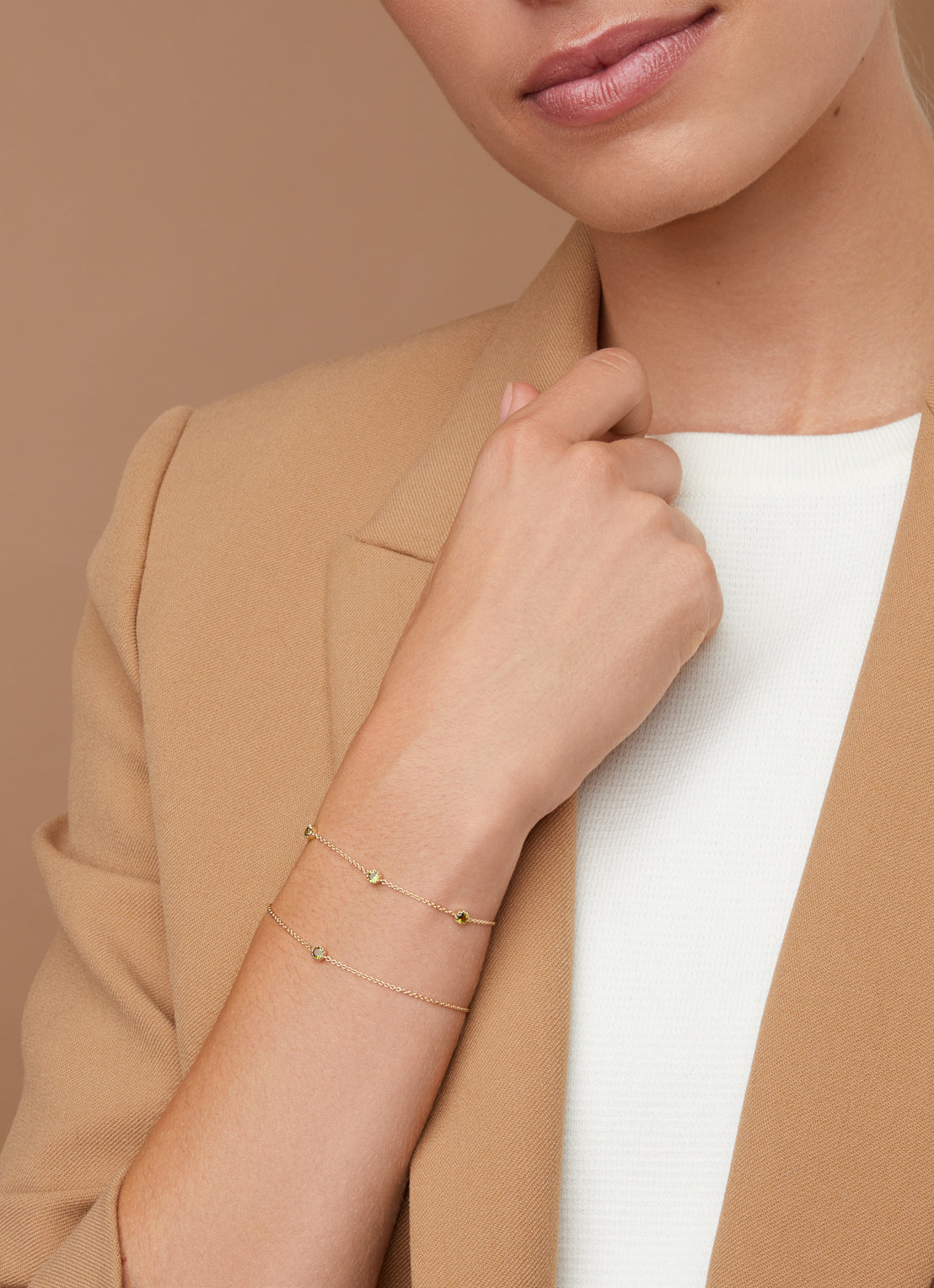 Geelgouden armband, 0.12 ct groene tourmalijn, Joy