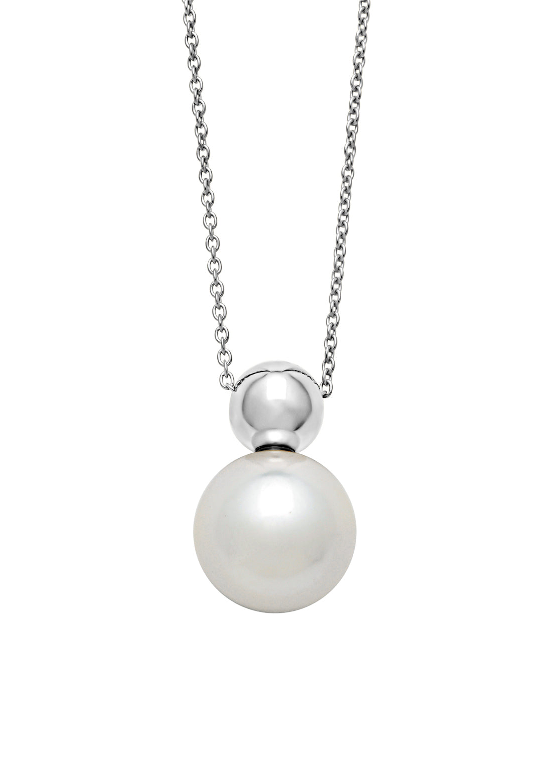 White gold pearl pendant with necklace rivièra