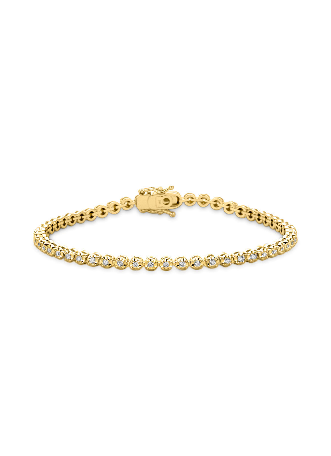 Yellow gold bracelet, 1.00 ct diamond, tennis bracelet