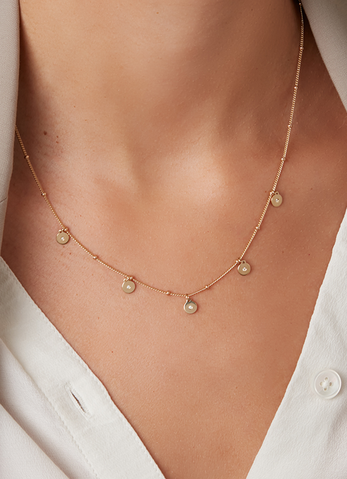 Yellow Gouden Collier, 0.03 CT Diamant, Marigold