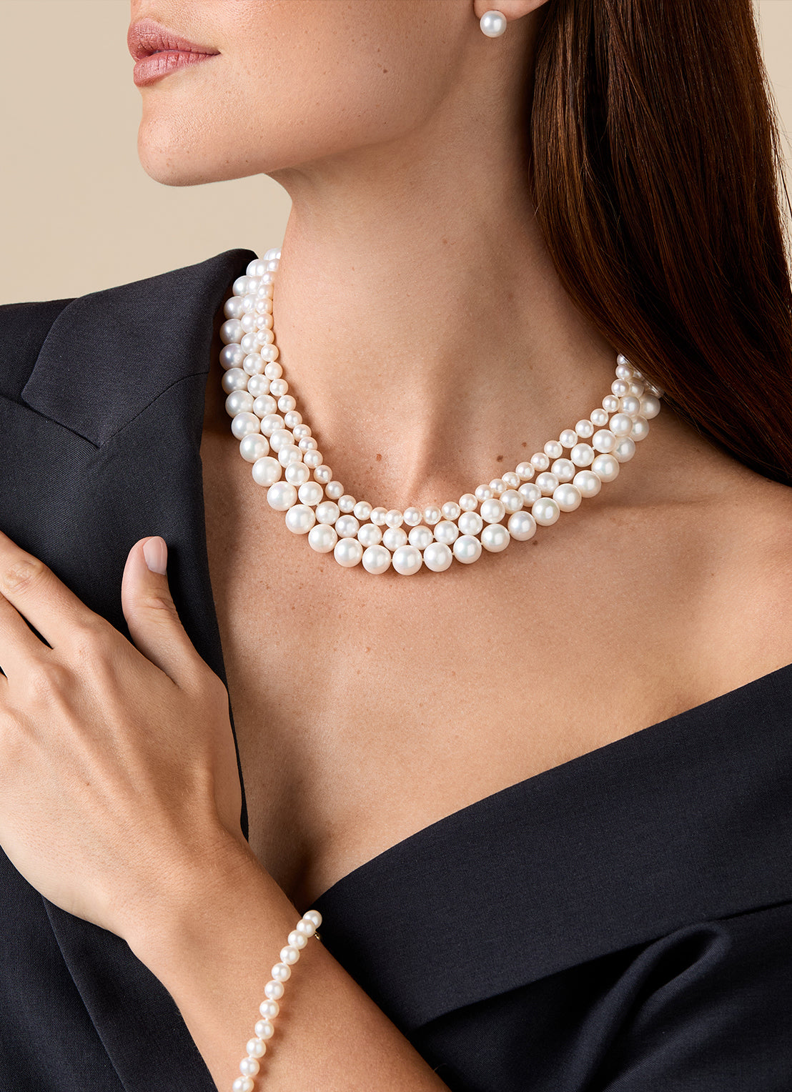 Geelgouden parelketting Rivièra 42 cm