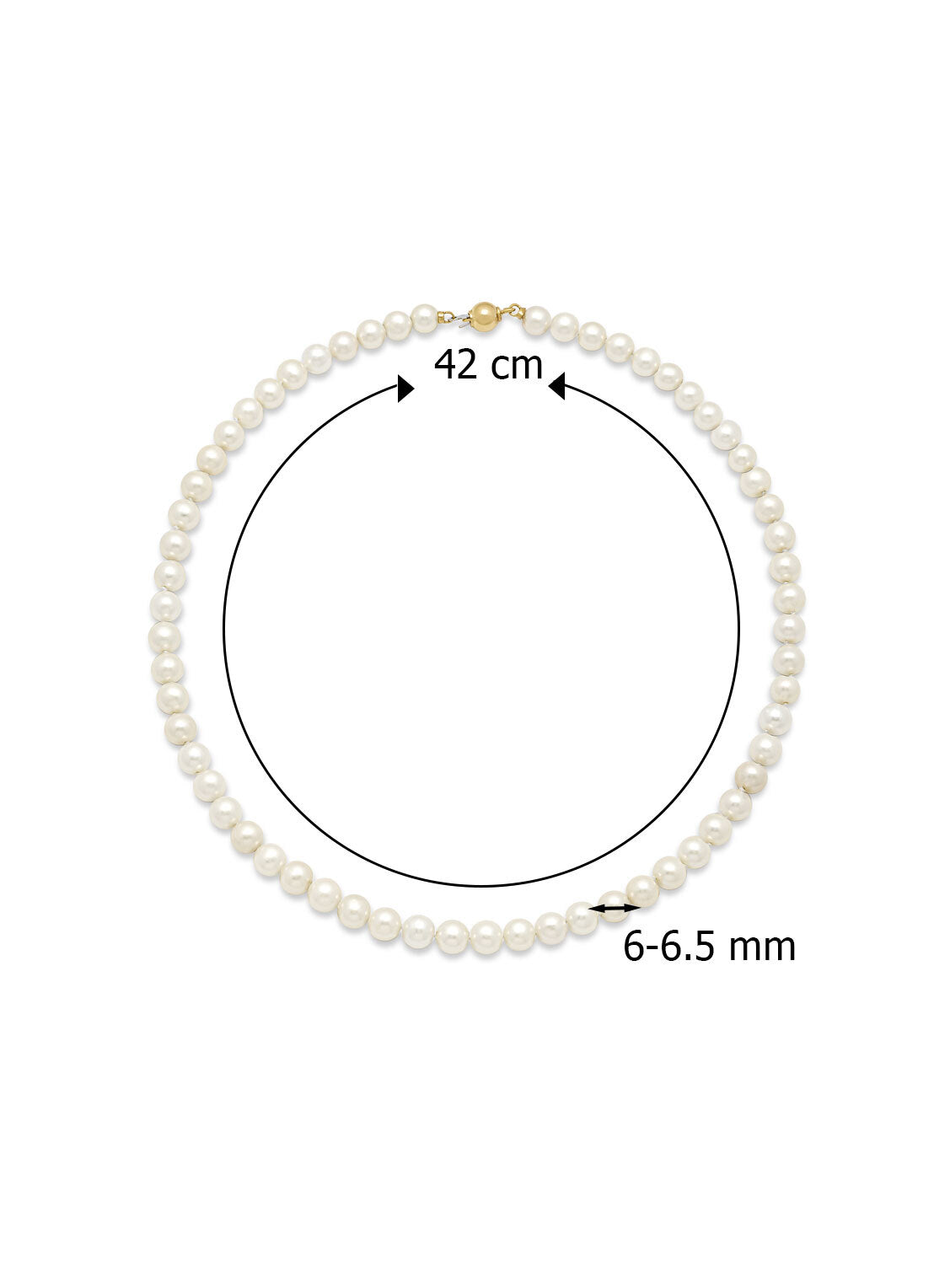 Geelgouden parelketting Rivièra 42 cm