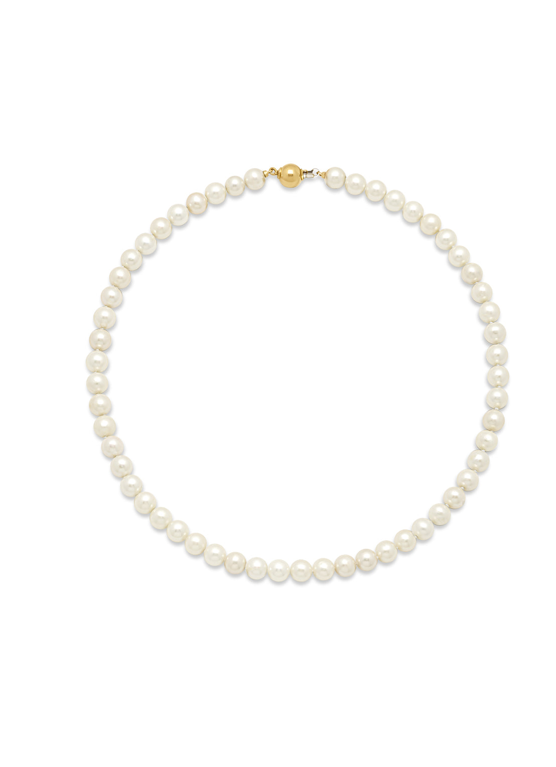 Yellow gold pearl chain rivièra