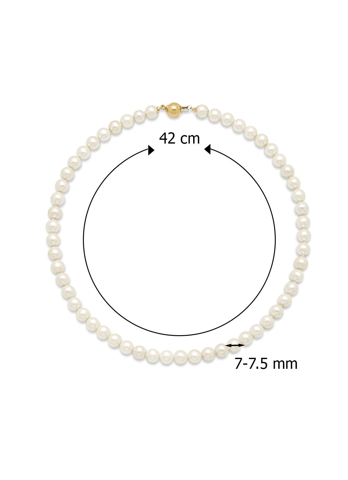 Yellow gold pearl chain rivièra