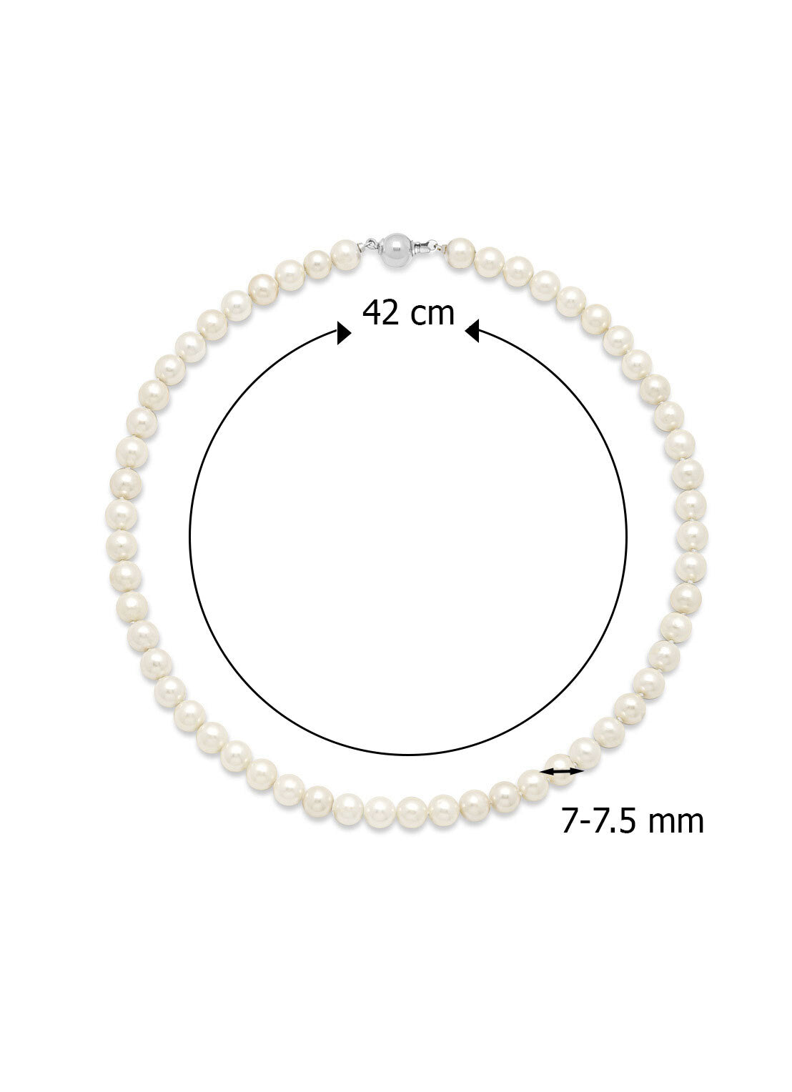 Witgouden parelketting Rivièra 42 cm