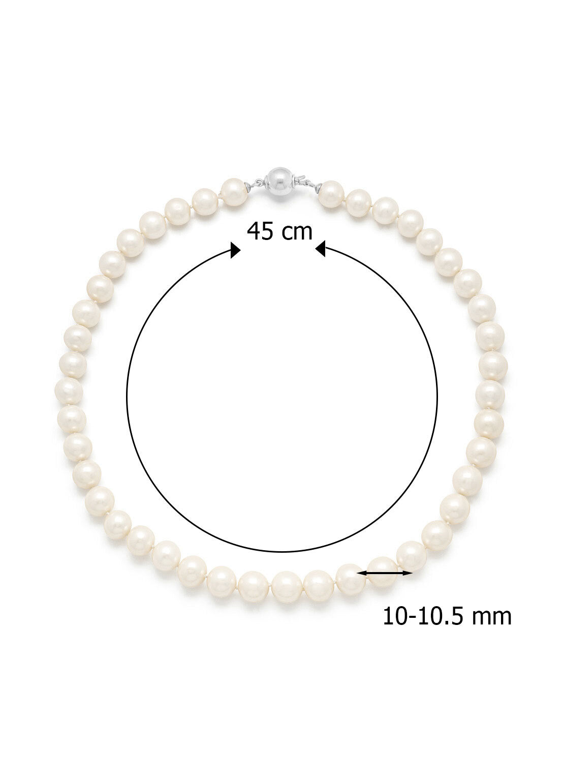 Witgouden parelketting Rivièra 45 cm