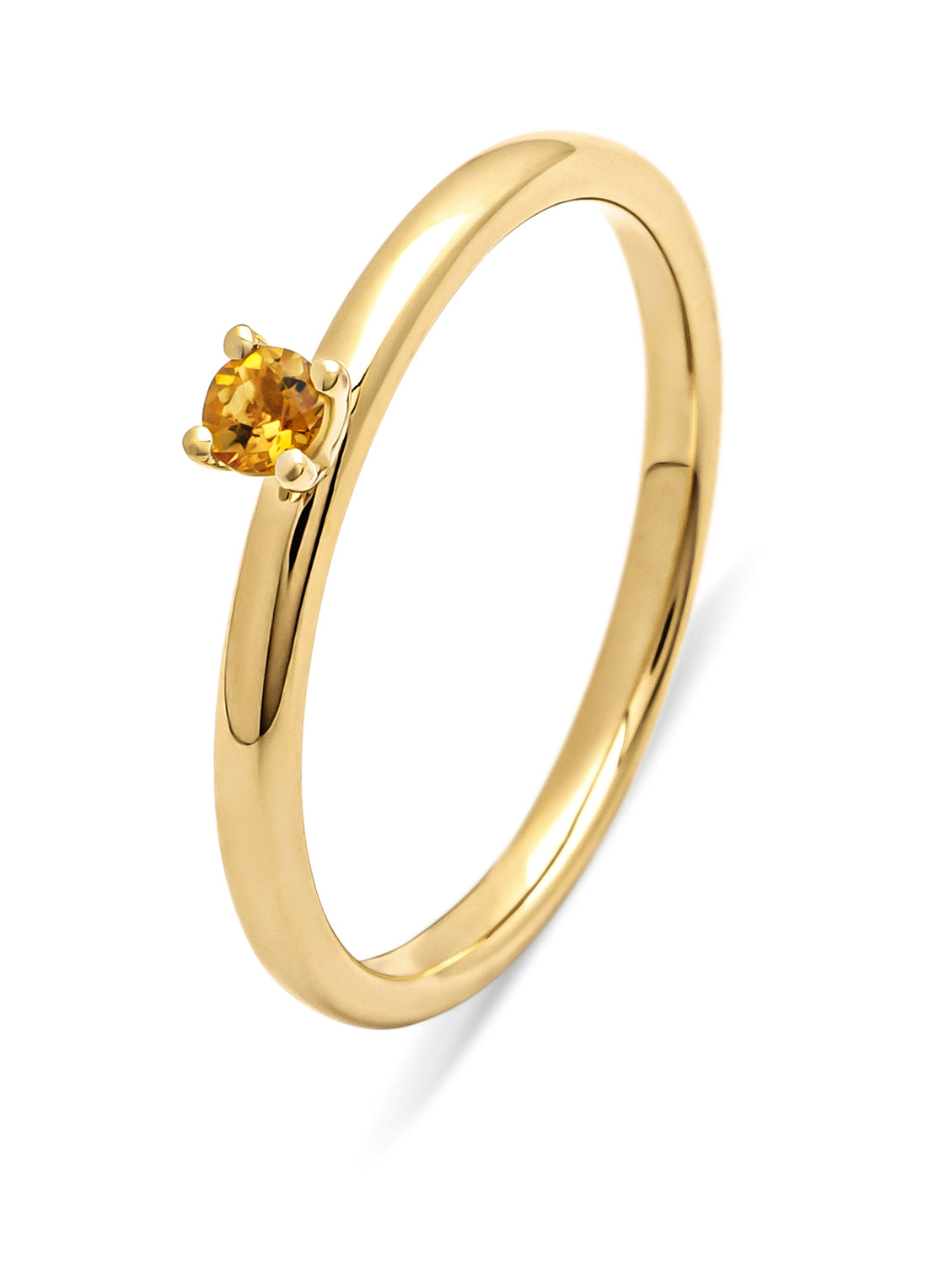 Yellow gold ring, 0.10 ct citrien, four seasons