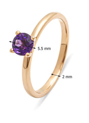 Roségouden Ring, 0.49 CT Purple Amethist, Four Seasons