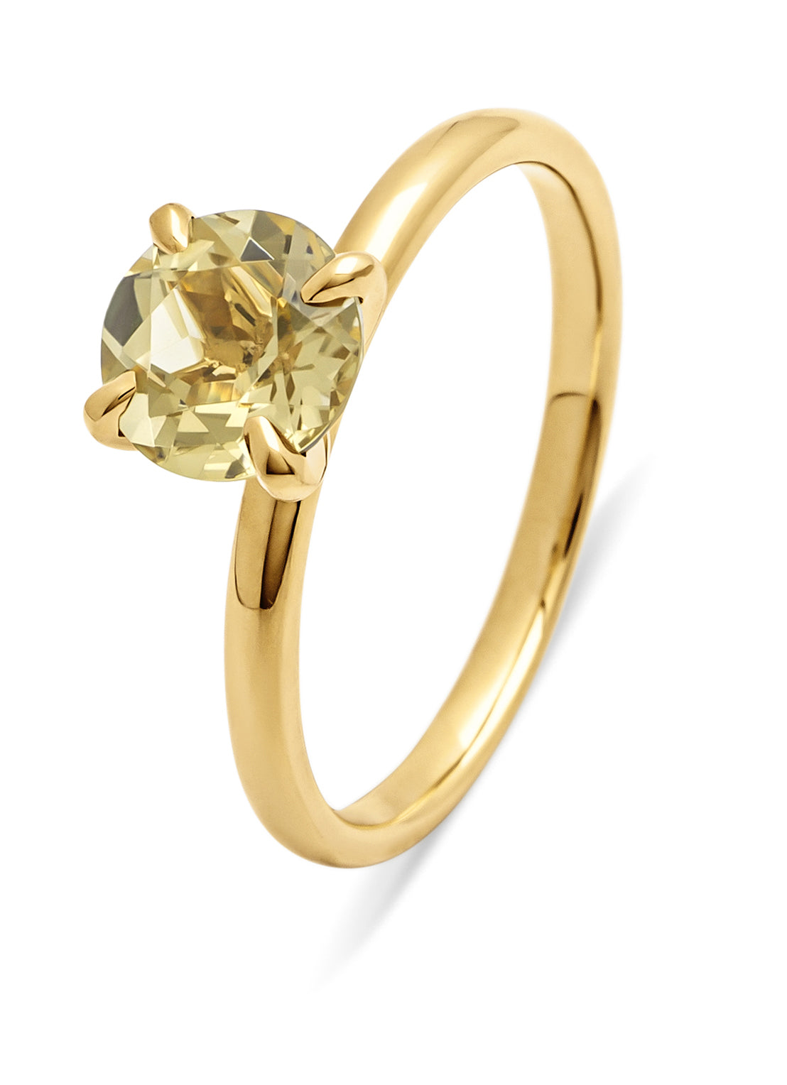 Yellow gold ring, 1.15 ct yellow quartz, four seasons