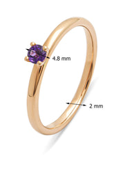 Roségouden Ring, 0.11 CT Purple Amethist, Four Seasons