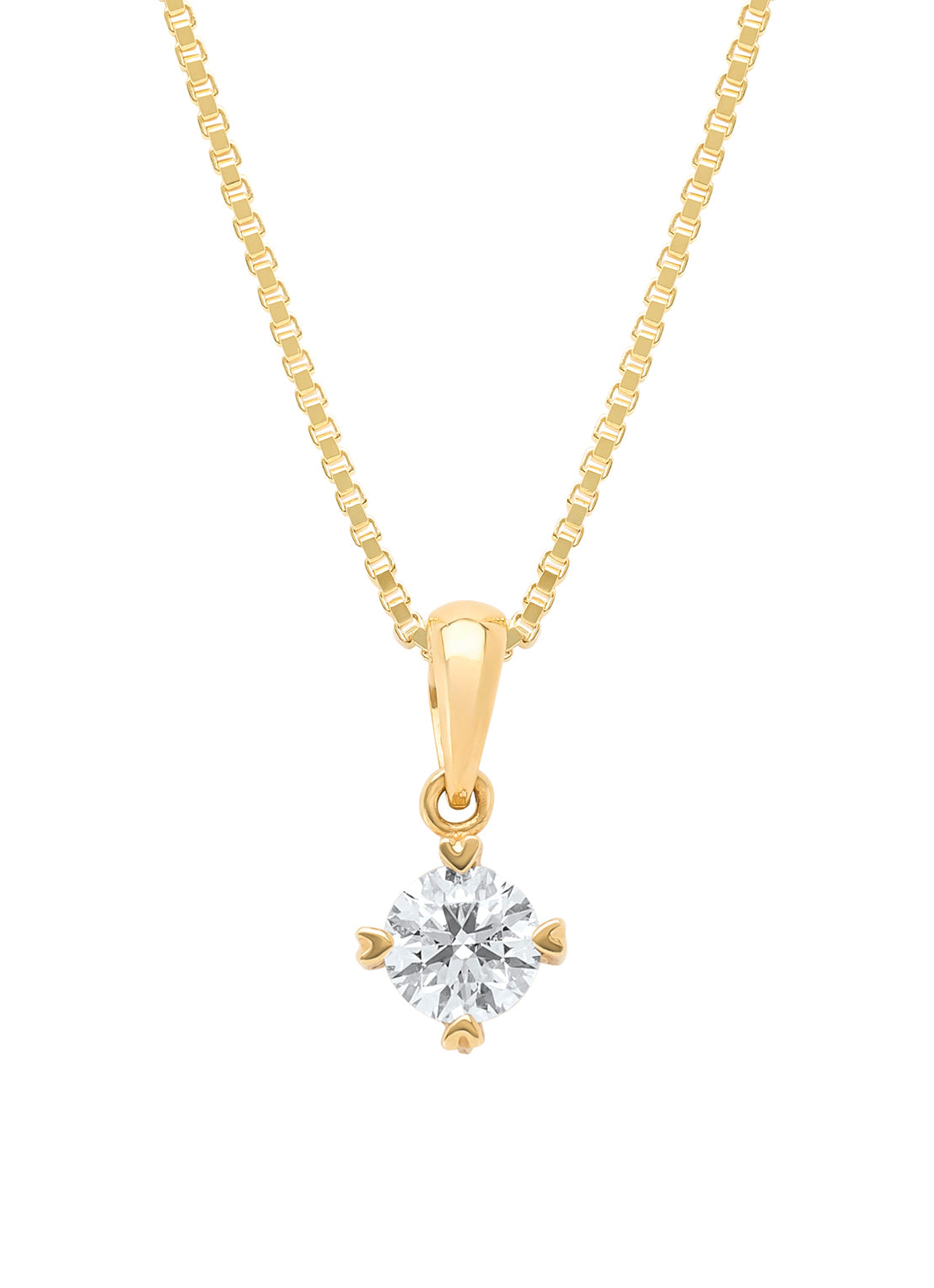 Yellow gold pendant, 0.40 ct diamond, Hearts & Arrows