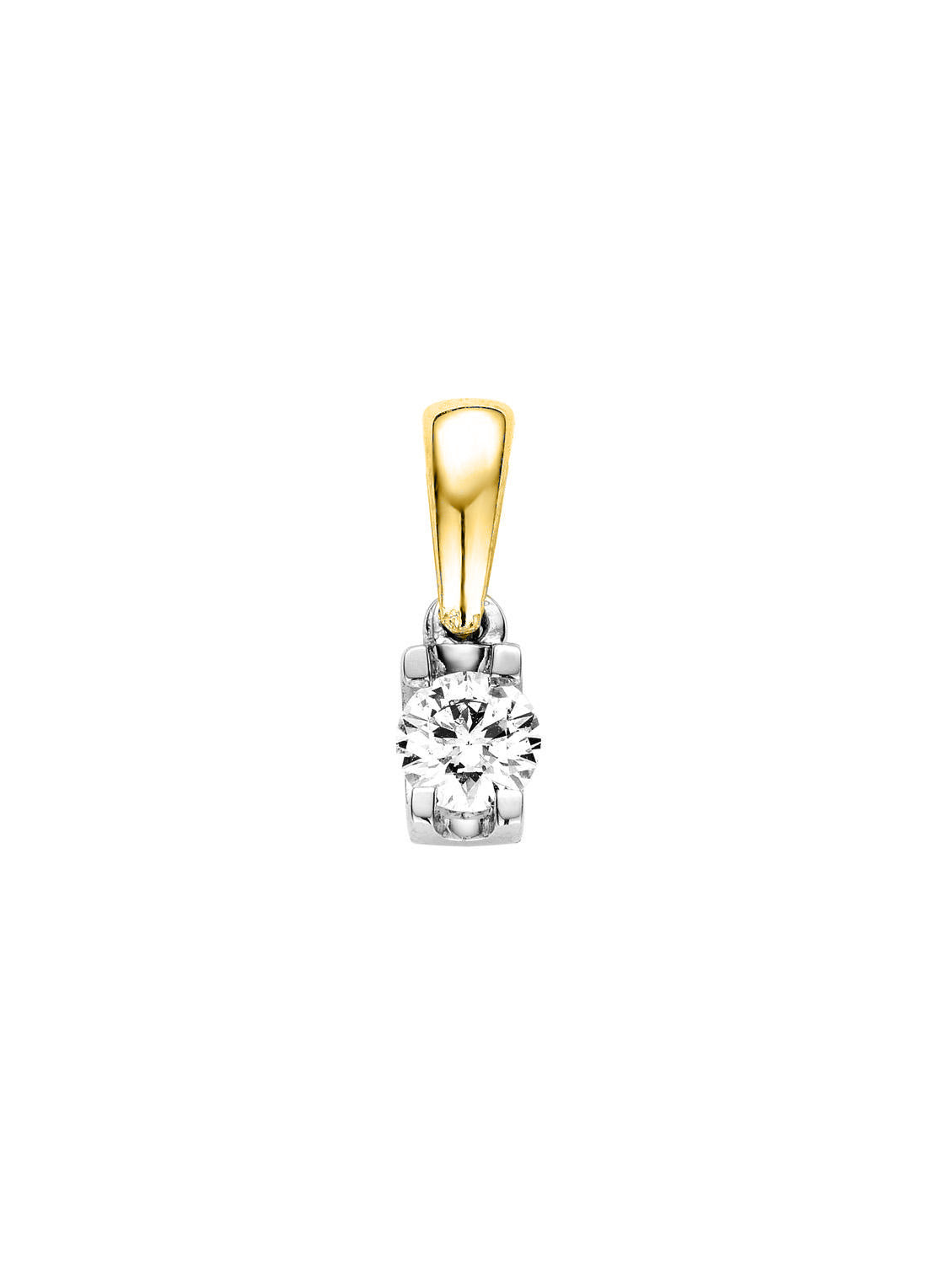 Gold pendant, 0.08 ct diamond, Groeibriljant