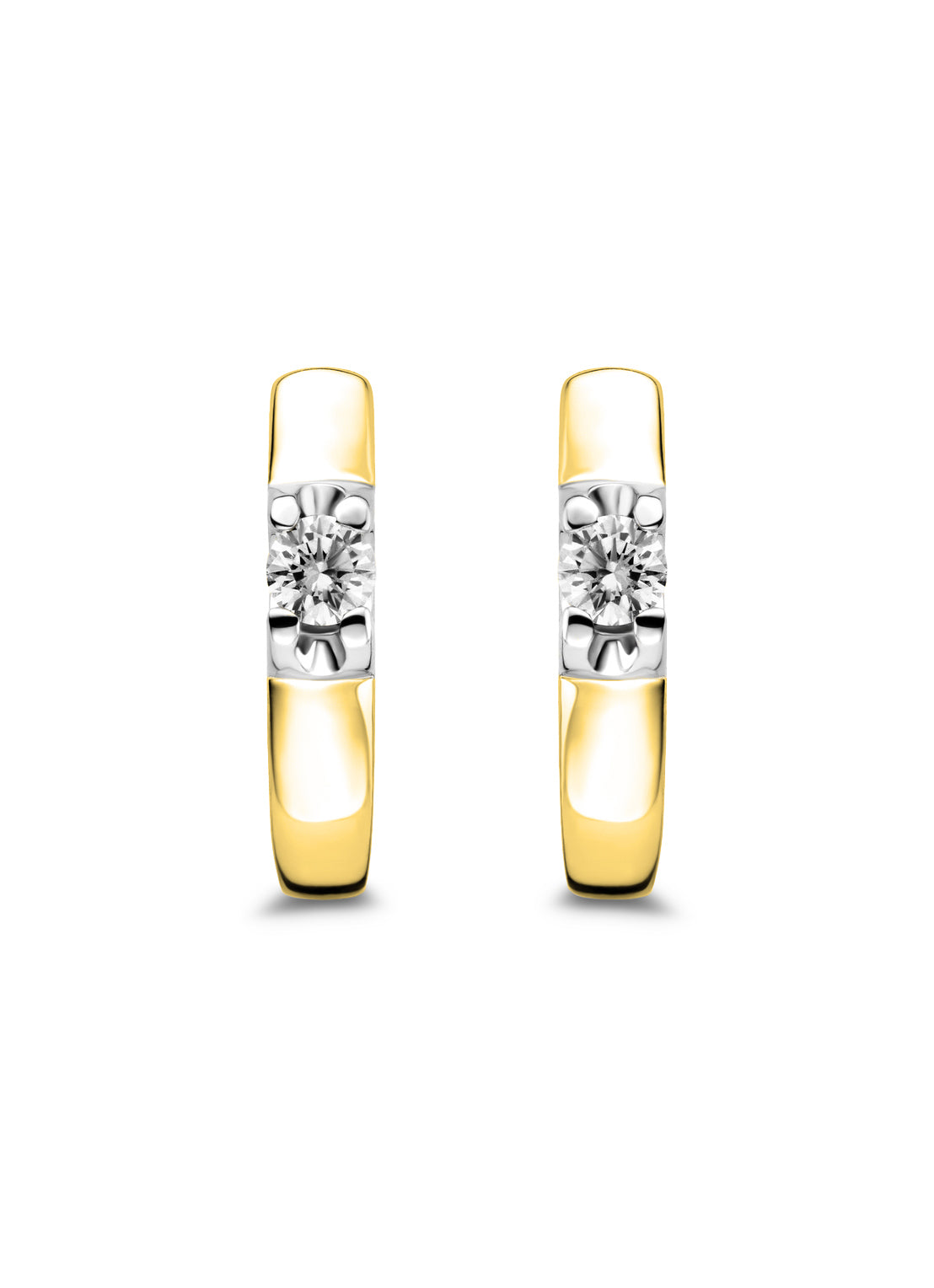 Golden solitary earrings, 0.16 ct diamond, Groeibriljant