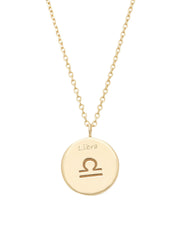 Yellow gold necklace, zodiac-libra (scales)