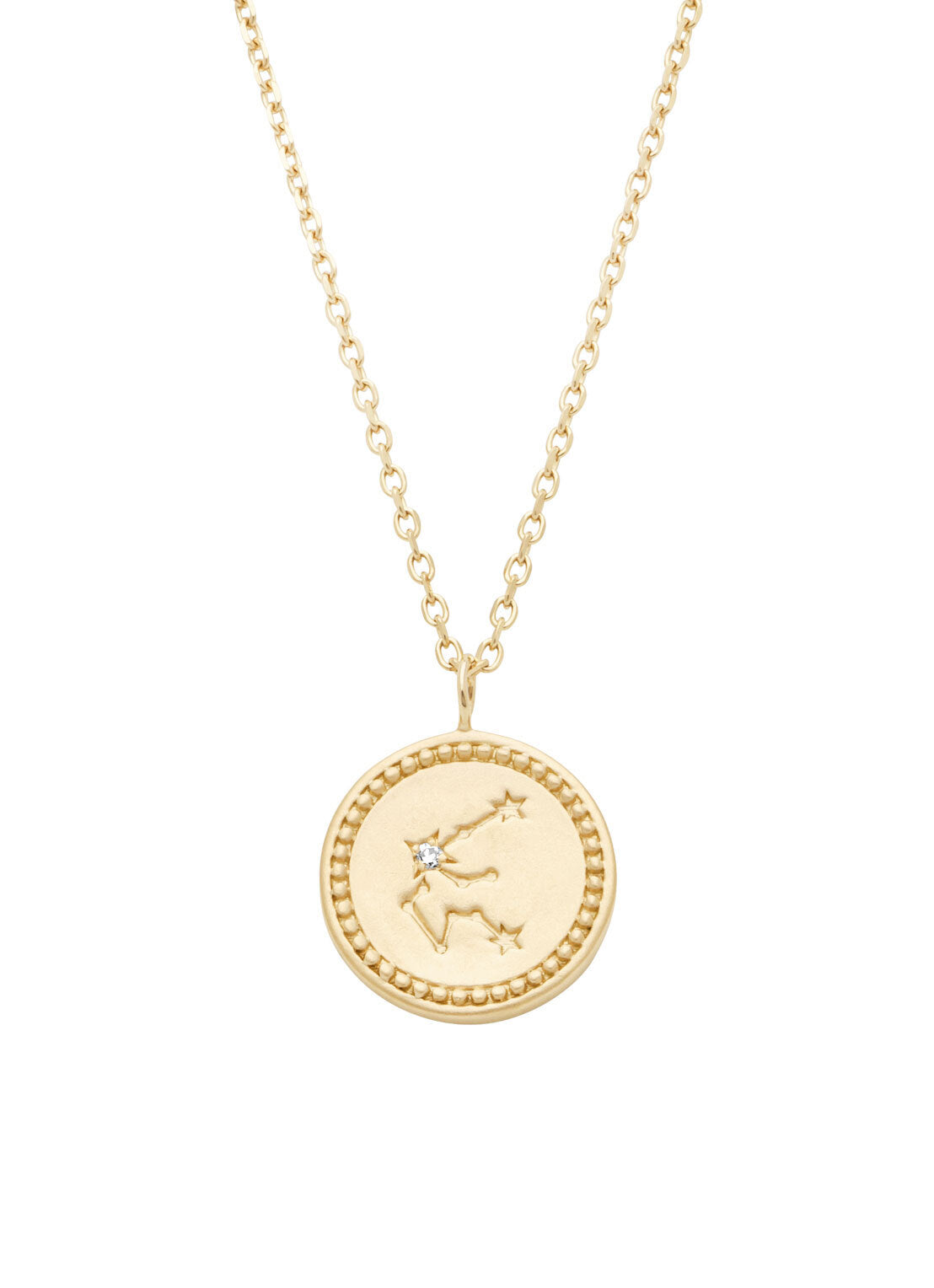 Yellow gold necklace, Zodiac Aquarius, Waterman
