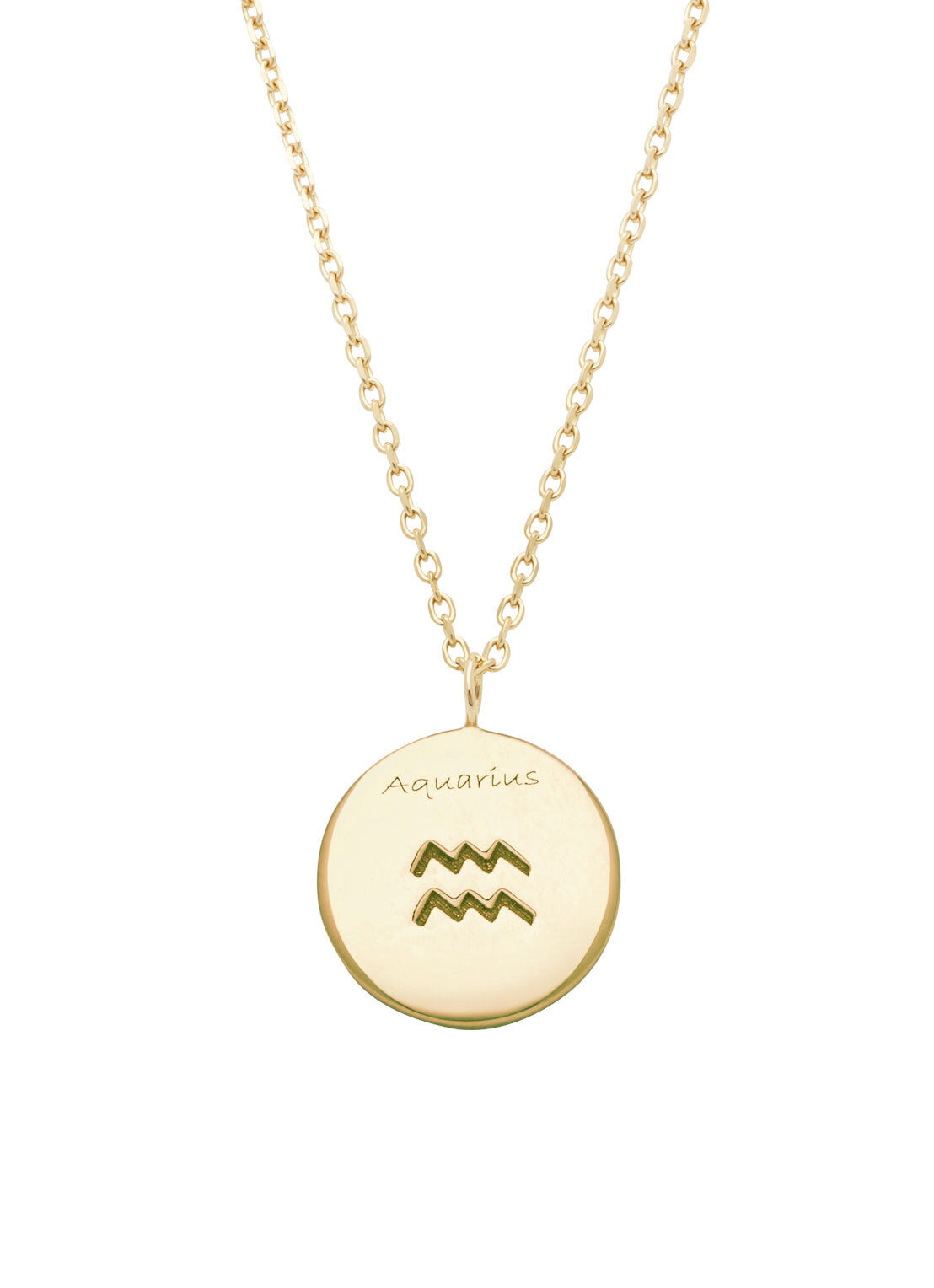 Yellow gold necklace, Zodiac Aquarius, Waterman